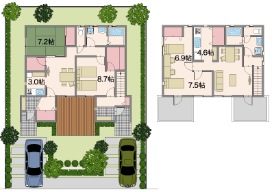 「二世帯同居の家」間取り